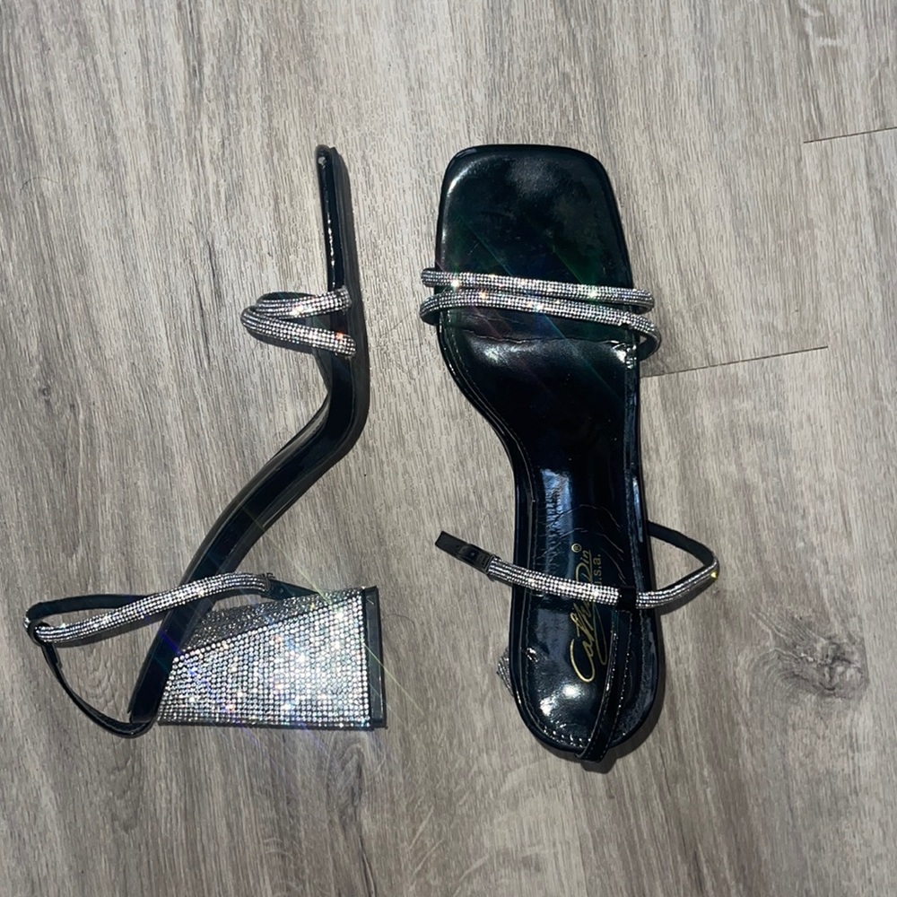 Rhinestone Block Heels - Picture 2 of 3